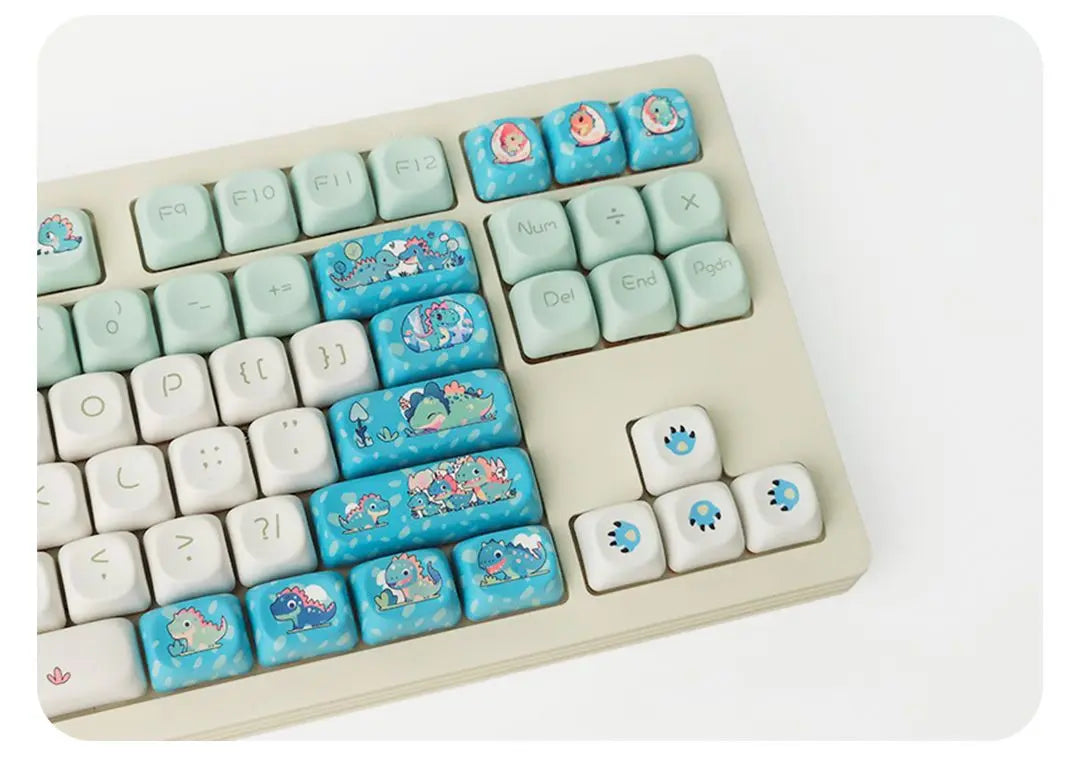 Blue Cute Little Dinosaur Cartoon Keycaps Personalized Round Creative Keycaps MOA Height PBT Sublimation Color DIY Keycaps
