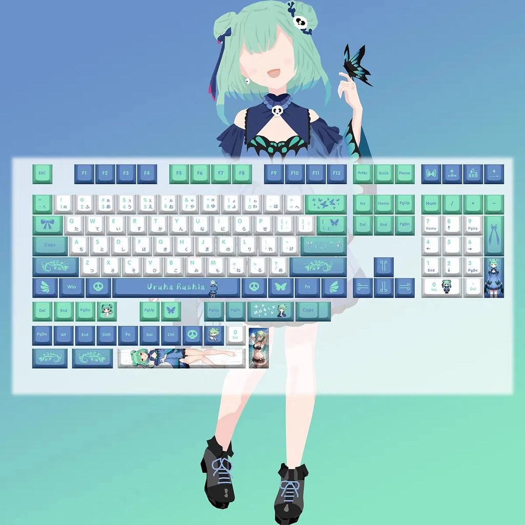 Hololive Vtuber Keycaps Tokoyami Towa Keycap PBT DYE Sublimation Cherry MX Cross Axis Switch Keycap for Mechanical Keyboard