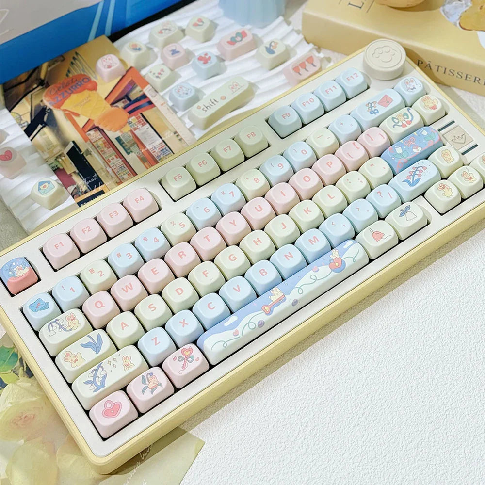 95 Keys MOA Profile PBT Keycaps for 61/64/68/84/75/87Keys Gaming Mechanical Keyboard AULA F75 GMK67 GMK87 Cartoon Cute Key Caps