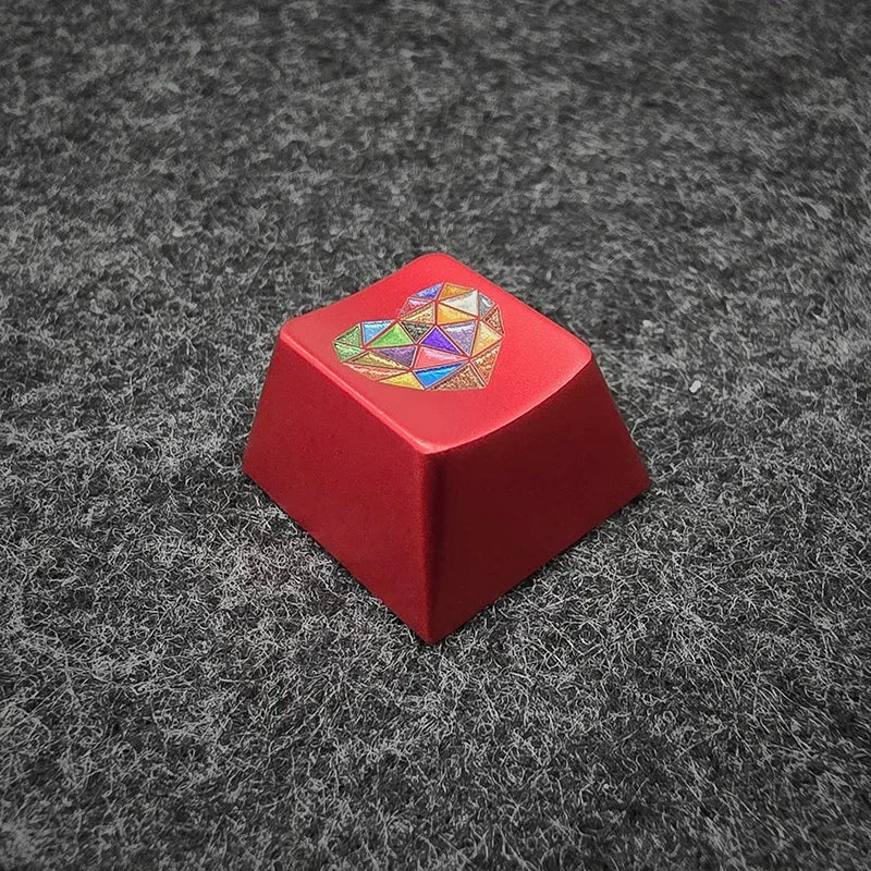 Glass Heart Keycap Custom Point Aluminum Alloy Color Glass Artisan Key Cap Cherry Profile MX Switch Mechanical Keyboard Keycap