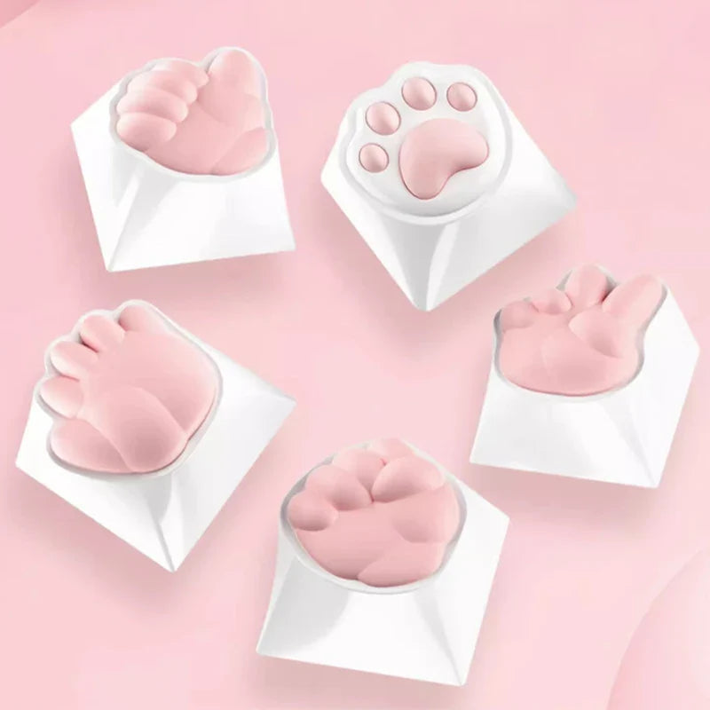 Kawaii Cute Soft Silicone Cat Paws Corgi Buttock OEM ABS Keycap For Mechanical Keyboard Cherry MX Switch