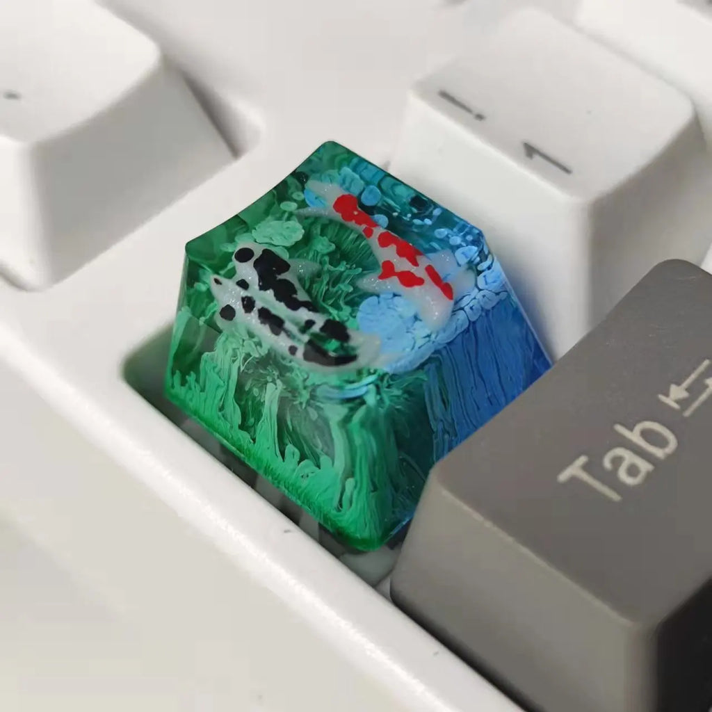Handmade Keycaps Custom Scenery Koi 1U Resin Keycaps For Cherry Mx Switch Gamer Mechanical Backlit Keyboard Replace RGB Keycaps