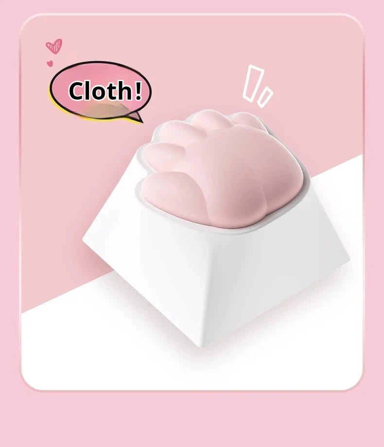 Mongseek Super Cute Cat Claw KeyCap Girl Powder Mechanical Keyboard Key Cap Soft Silicone Cross Shaft Universal Birthday Gifts