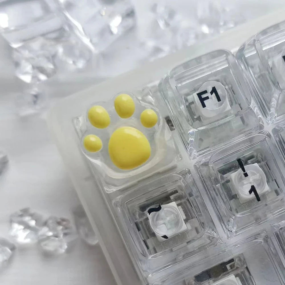 Games Backlit Keycap Cat Paw Cute DIY Key Cap for Mechanical Keyboards Personalized Transparent Crystal Keycap Cherry MX Axis