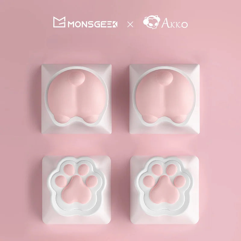 Mongseek Super Cute Cat Claw KeyCap Girl Powder Mechanical Keyboard Key Cap Soft Silicone Cross Shaft Universal Birthday Gifts