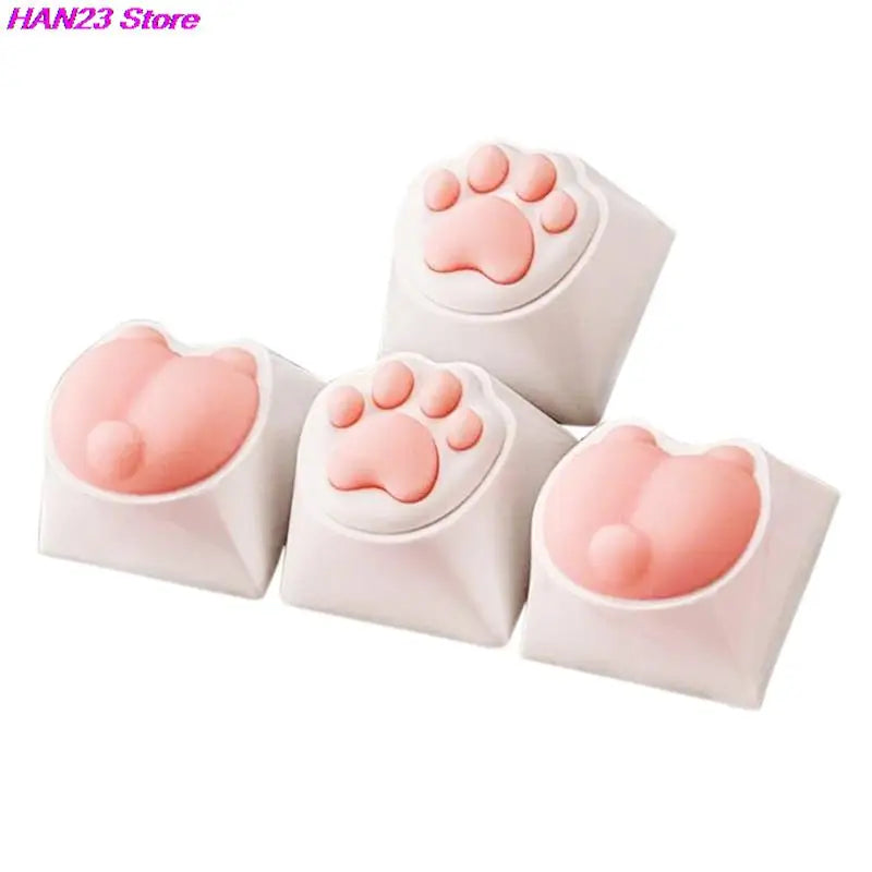 1PC Cute Cat Paw Keycaps For Mechanical Keyboard Cherry MX Switch DIY Key Cap Soft Silicone Keycup Artisan Pink Color
