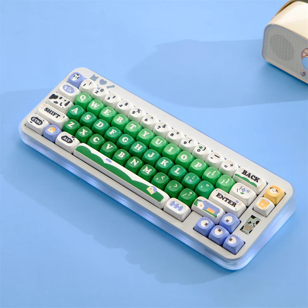 MOA Key Caps 129 Key Cow Pasture PBT Keycap MOA Profile Dye Sublimation Keycap For Gaming Mechanical Keyboard Keycap MX Switch