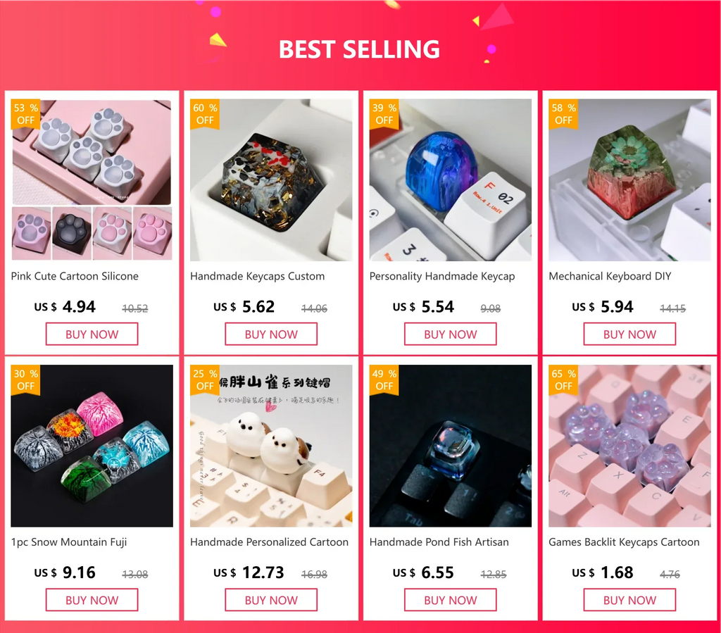 Pink Cute Cartoon Silicone Keycap Personality Soft Feel Cat DIY Artisan Cat Paws Pad Keyboard KeyCaps For Cherry MX Switches