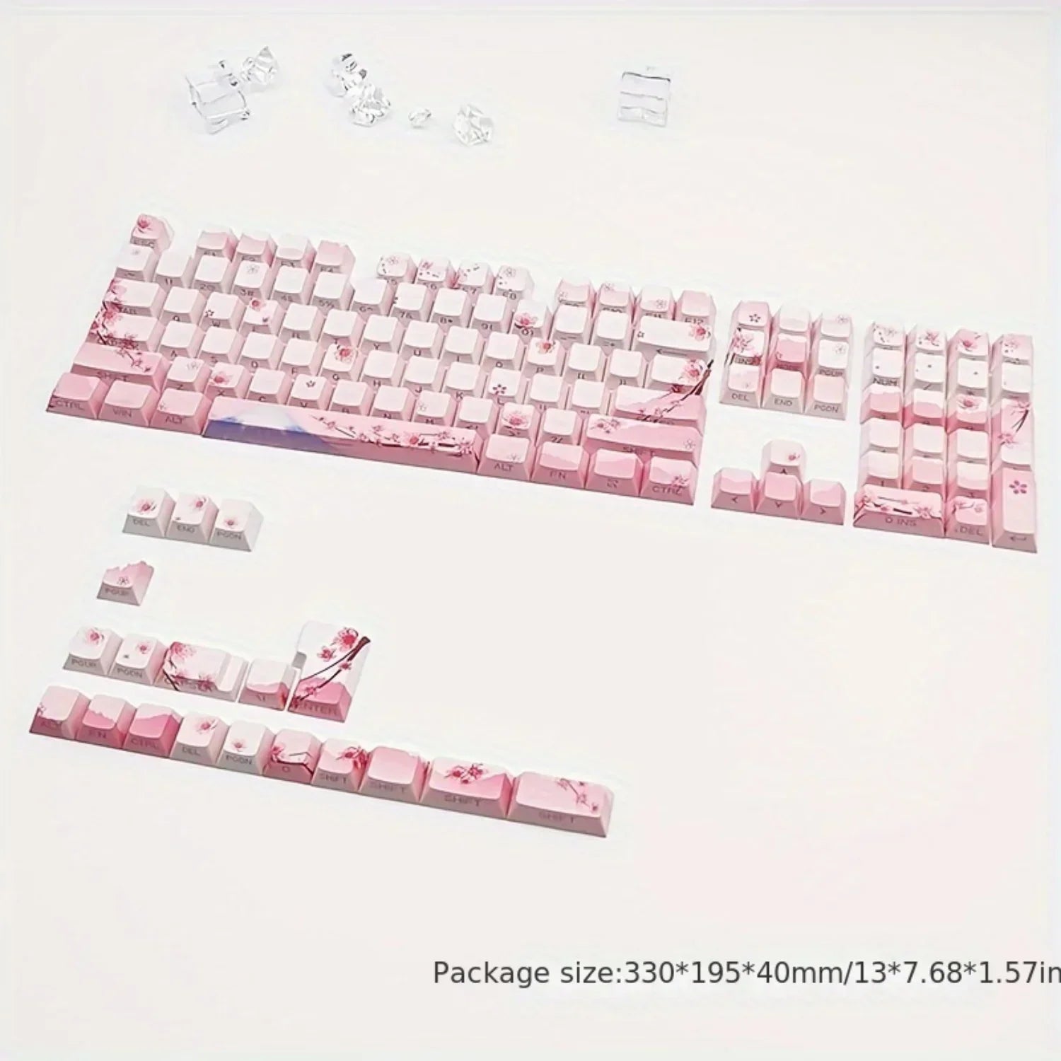 Cherry Blossom Pink Mechanical Keyboard Keycap 128 Keys, Cherry, Side Engraving, Illuminated PBT Material, Cute Girl
