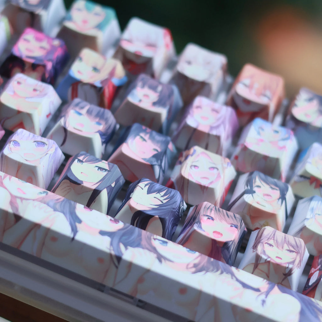 PBT Mechanical Keyboard Keycap  Anime Cute 124 keys Dye Sublimation Chreey Profile Japanese Anime Keycap For Cherry MX Switch