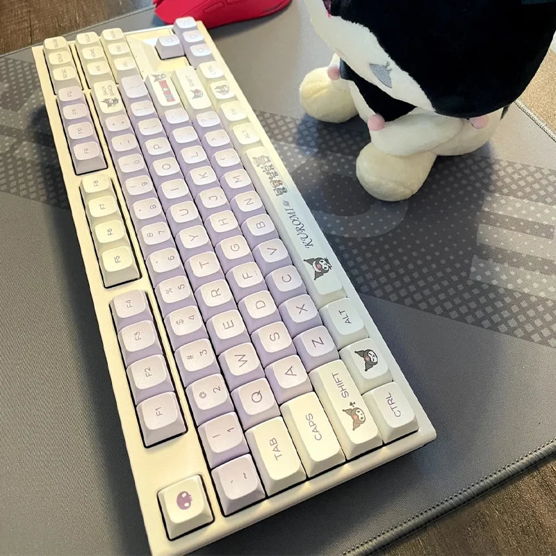 Sanrio Anime Kawaii Kuromi Keycaps  Cartoon Style Mechanical Keyboard Key Caps Cute PBT Key Caps Keyboard Accessories