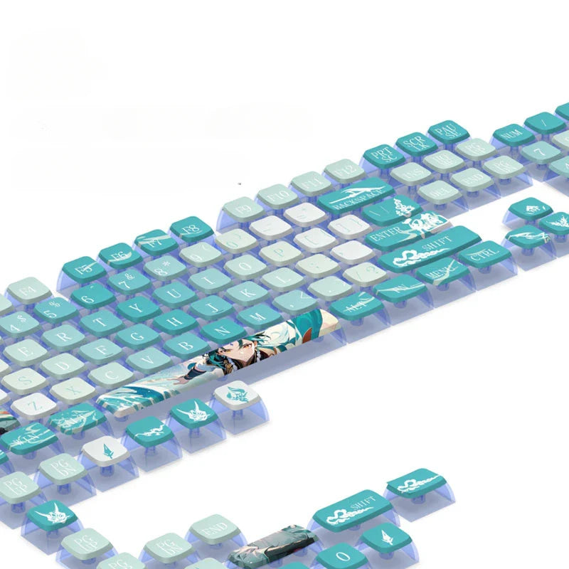 Genshin Impact Theme Xiao Keycaps MOA Profile PBT Sublimation Mechanical Keyboard Caps Cartoon Character Gamer XIAO Keycap
