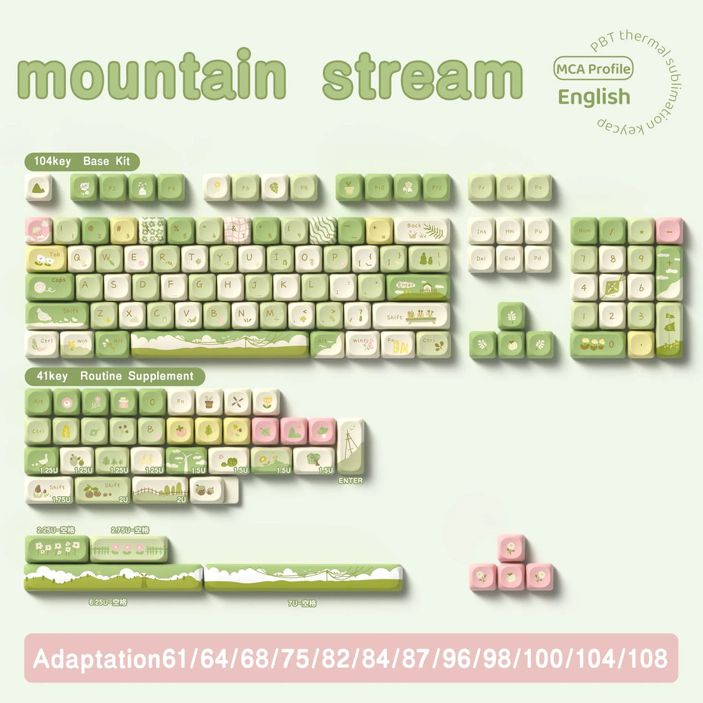 Jungle Theme Keycaps MCA Profile Personalized Cartoon Keycap For Mechanical Keyboard with 7U and ISO key cap