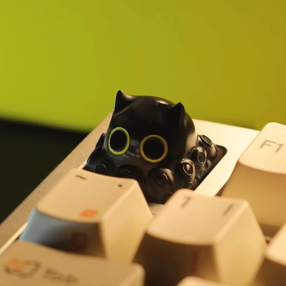 Cute Octopus Cat Artisan Keycap Custom Resin Point Keyboard Cap Cherry MX 1U Handmade Anime Key Cap for Mechanical Keyboard Gift