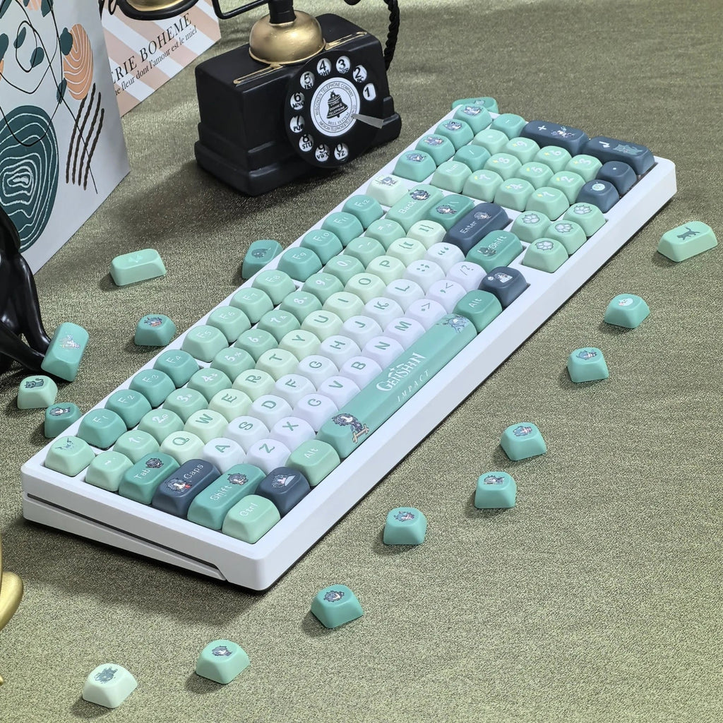 Genshin Impact Theme Xiao Keycaps MOA Profile PBT Sublimation Mechanical Keyboard Caps Cartoon Character Gamer XIAO Keycap