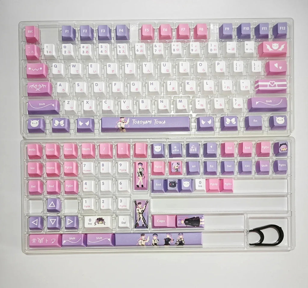 Hololive Vtuber Keycaps Tokoyami Towa Keycap PBT DYE Sublimation Cherry MX Cross Axis Switch Keycap for Mechanical Keyboard