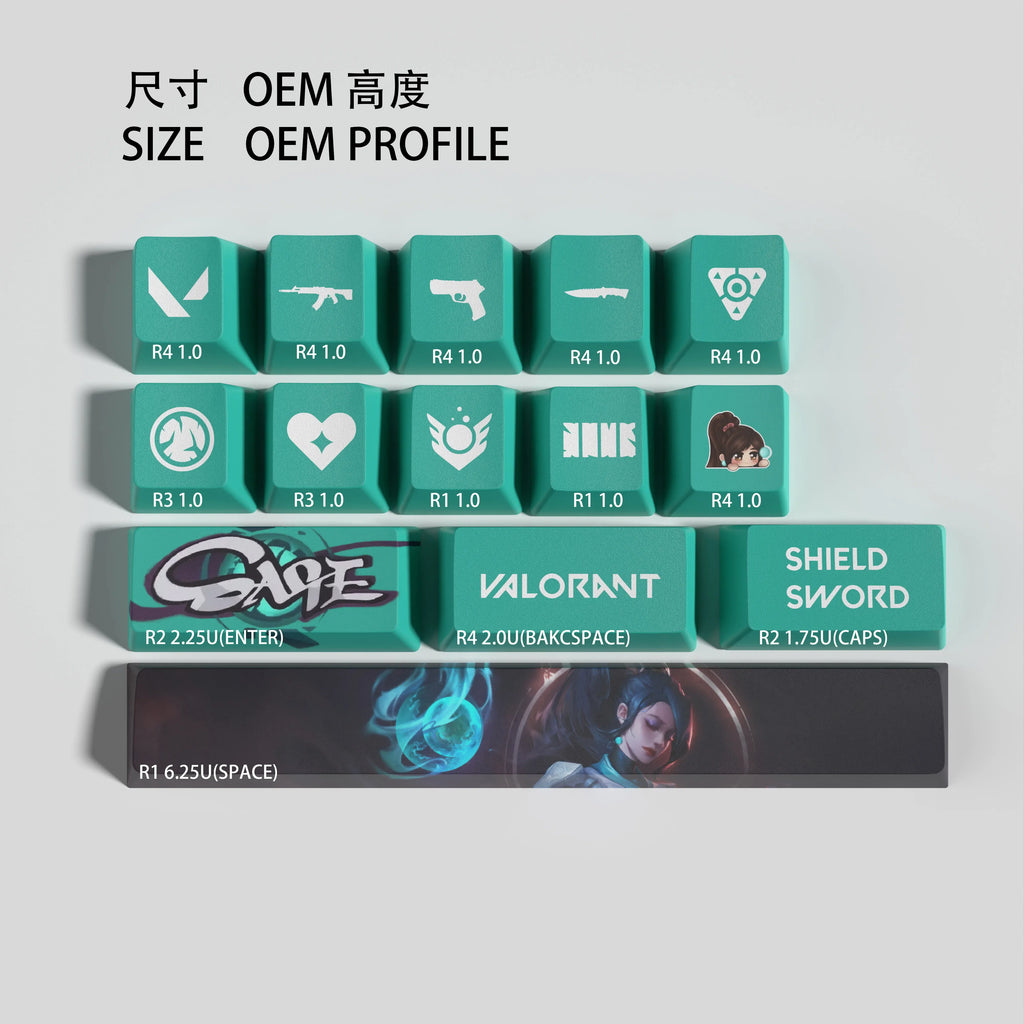 Sage New design Valorant keycaps  OEM Profile 14keys MINI SET PBT dye sub keycaps