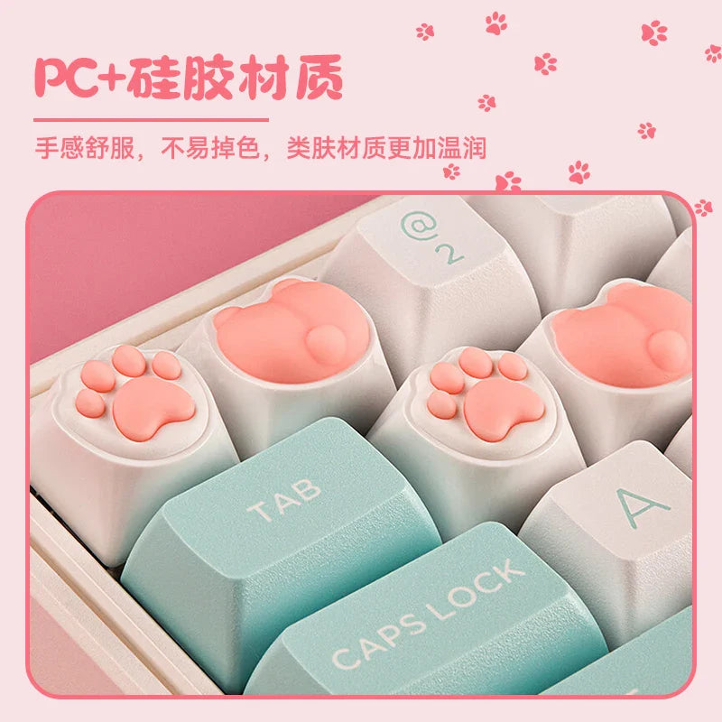 Cat Claw Keycaps Cute Simulation Feel Silicone Meat Pads Butt Corgi Fart Oem Height Girls Creative Single Mechanical Keyboard