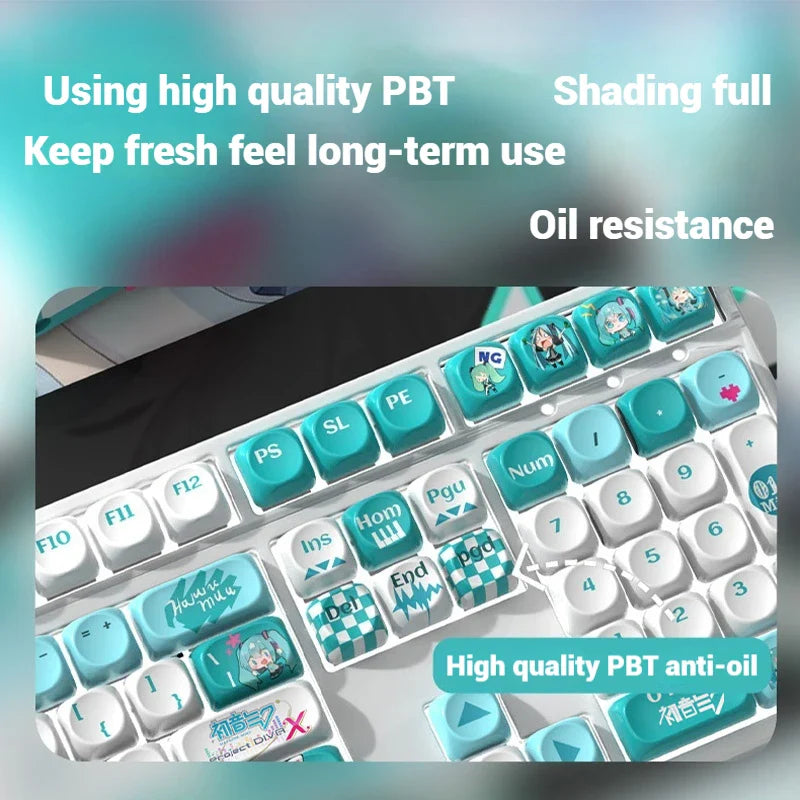 120key Miku Anime Theme Keycap MOA Hight PBT Heat Sublimation Personality Creative Customization Mechanical keyboard Keycap