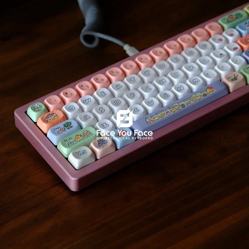GMK Smiling Face Keycaps PBT Dye Sublimation Key Cap 129 Keys MOA Profile Keycap for Mx Switch DIY Gaming Mechanical Keyboard