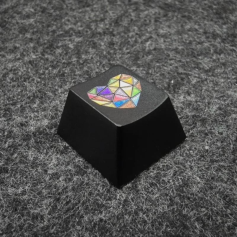 Glass Heart Keycap Custom Point Aluminum Alloy Color Glass Artisan Key Cap Cherry Profile MX Switch Mechanical Keyboard Keycap