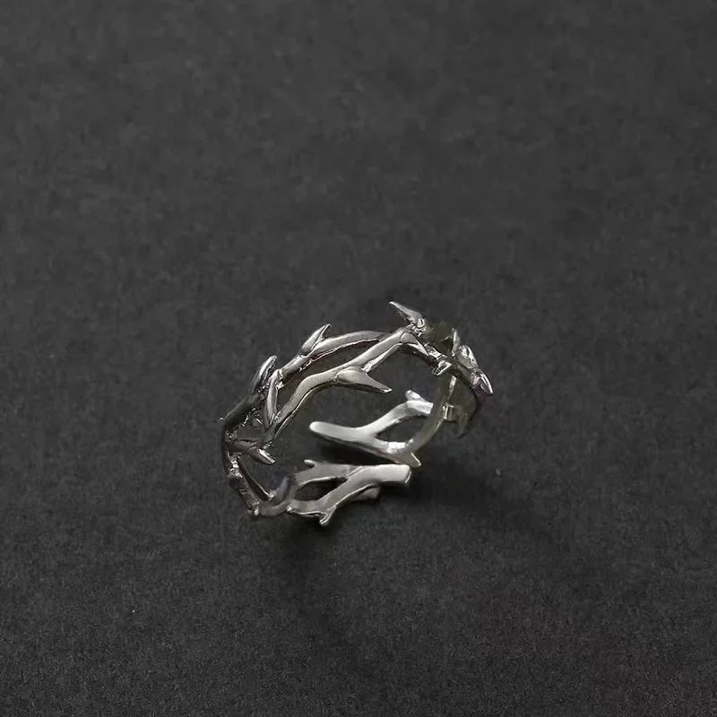 Devil Ram Horns Skull Open Ring for Men's Retro Satanic Cross Religious Amulet Jewelry
