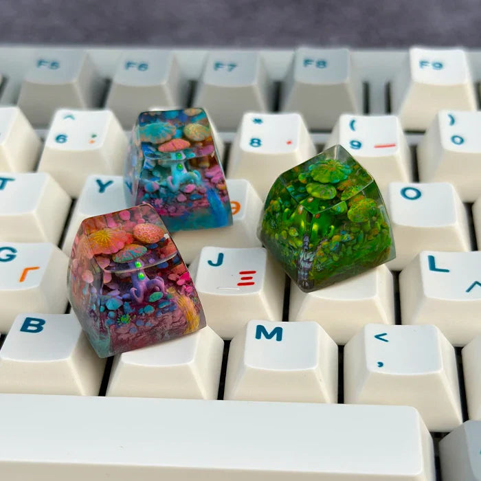 Creative Mushroom World Keycaps Resin SA Height Mechanical Keyboard Accessory Personalized Translucent Custom ESC Keys Gifts