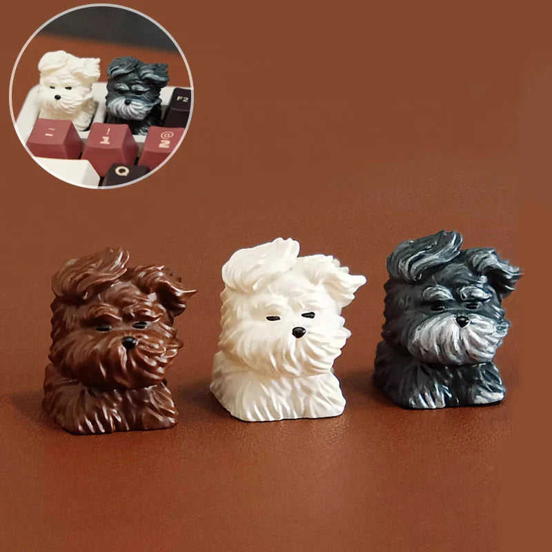 Cute Scrawled Puppy Keycaps ABS Resin Personalized Handmade The Wind Blows The Puppy 1U Mechanical Keyboard Animal Keycap Gifts