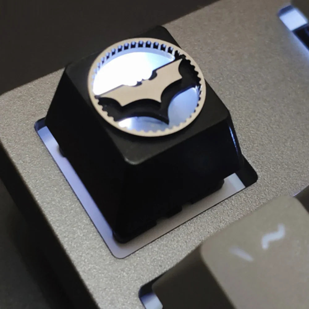 ECHOME Bat Symbol Keycap Translucent Metal Keyboard Cap Original Custom Aluminum KeyCap for Mechanical Keyboard Accessories Gift