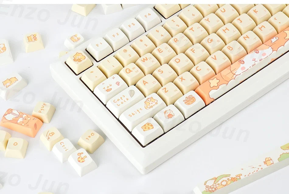 Orange squirrel Gray Rat Theme Keycap XDA Profile Key cap English Korean for 61/64/68/84/87/96/98/104 Mechanical Keyboard Keycap