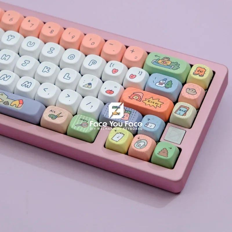 GMK Smiling Face Keycaps PBT Dye Sublimation Key Cap 129 Keys MOA Profile Keycap for Mx Switch DIY Gaming Mechanical Keyboard