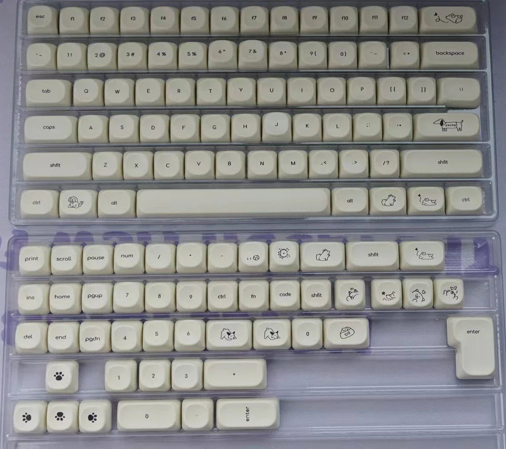 MiFuny Cute Dog Keycap 124/133 Keys PBT Dye Sublimation Custom MOA/Cherry Profile Gaming Keycaps for Mechanical Keyboard Gifts