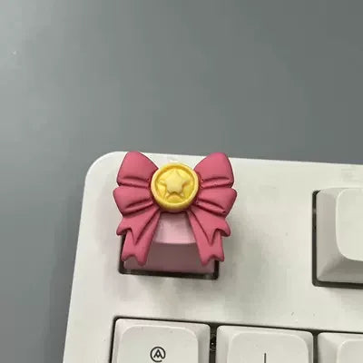 DIY Customized Bow Key cap Rabbit Ear Transparent R4 Cross Axis Game Pink Mechanical Keyboard Keycap