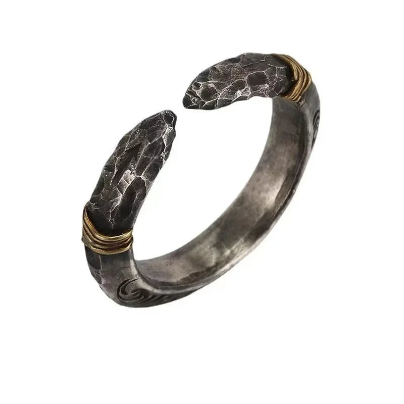 Devil Ram Horns Skull Open Ring for Men's Retro Satanic Cross Religious Amulet Jewelry
