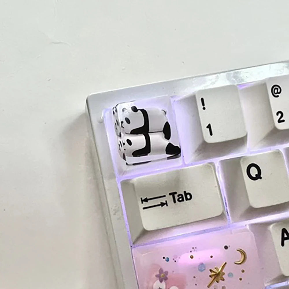1Pcs Cute Panda Pattern Keycap Resin Handmade Decoration Personality Esc R4 OEM Cute key cap mold Keycap for Mechanical Keyboard