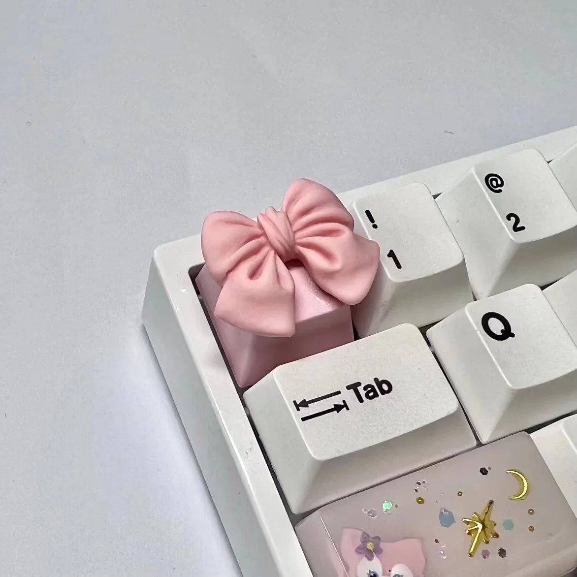New Bowknot Cute Esc Keycap Oem Kawaii Pink White Keycaps Girl Woman for Profile Cherry Mx Switch Mechanical Keyboard