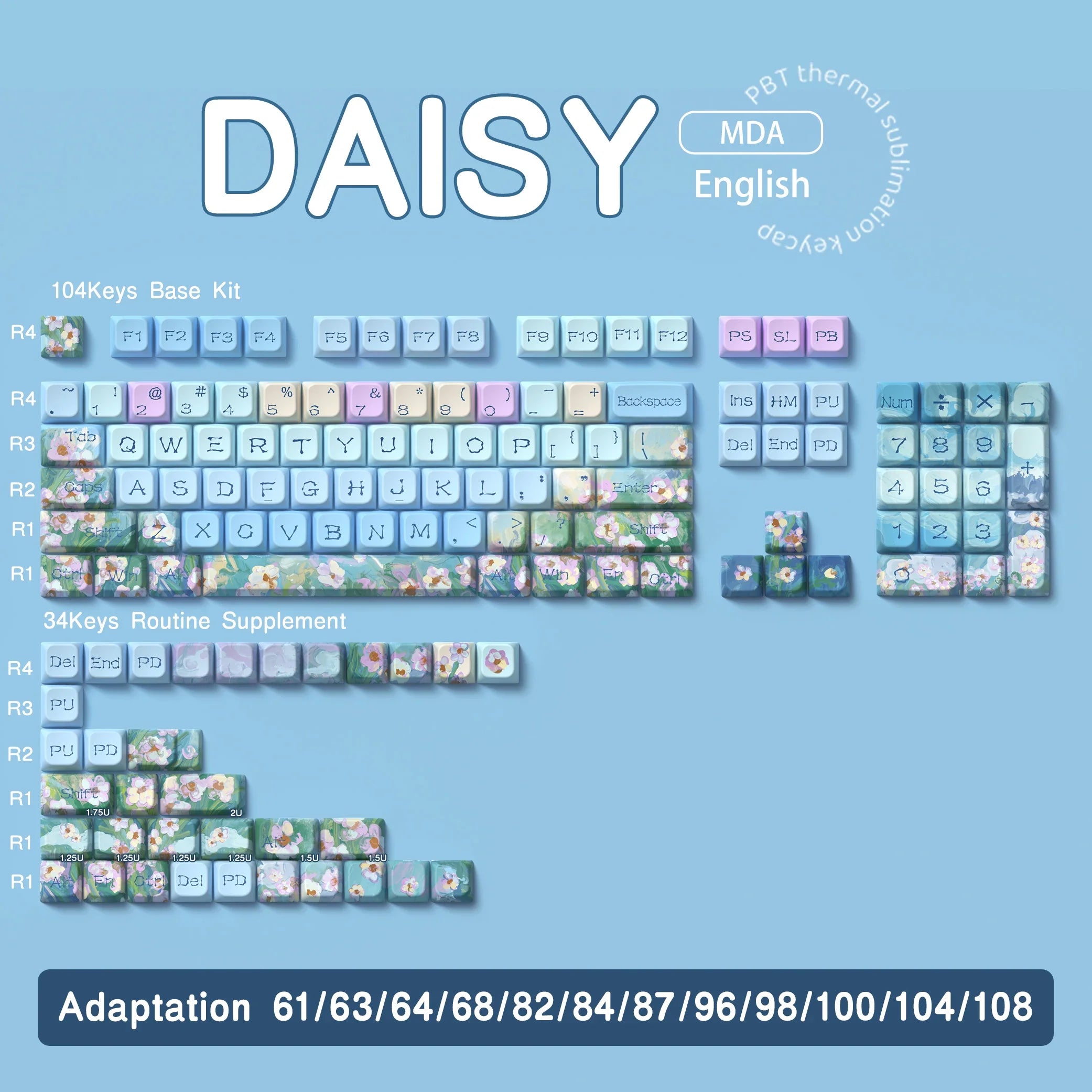 138/158 keys Original Theme Keycaps MDA Profile cute Anime PBT Keycap custom For Mechanical Keyboard with iso layout