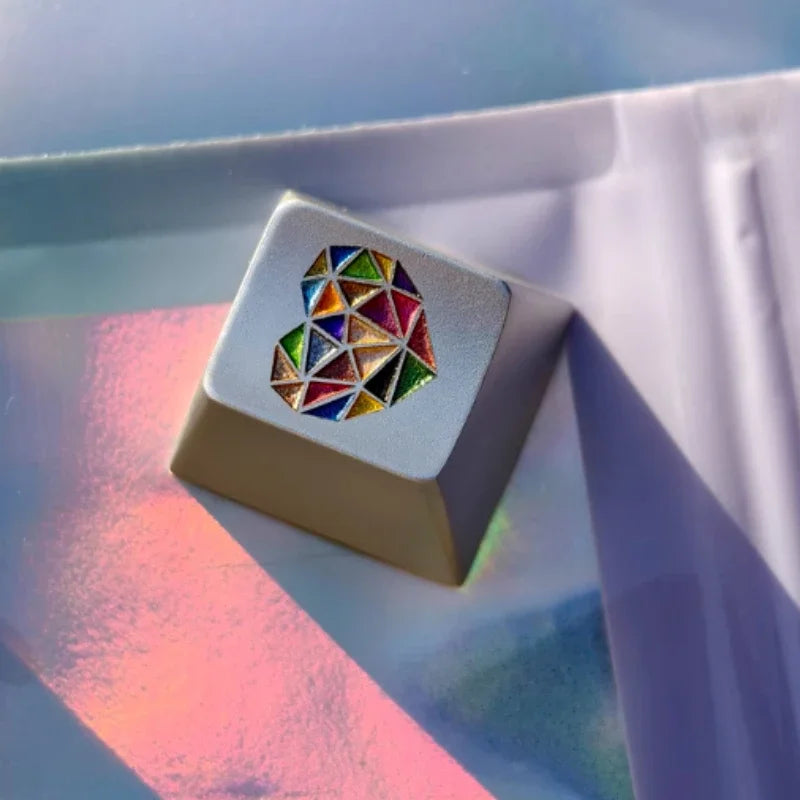 Glass Heart Keycap Custom Point Aluminum Alloy Color Glass Artisan Key Cap Cherry Profile MX Switch Mechanical Keyboard Keycap