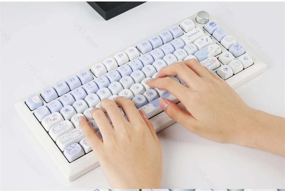 95/132 Keys Cute Cartoon Animals Theme Keycaps MAO Profile DIY PBT Dye Sublimation Key Caps for Mechanical Keyboard MX Switch