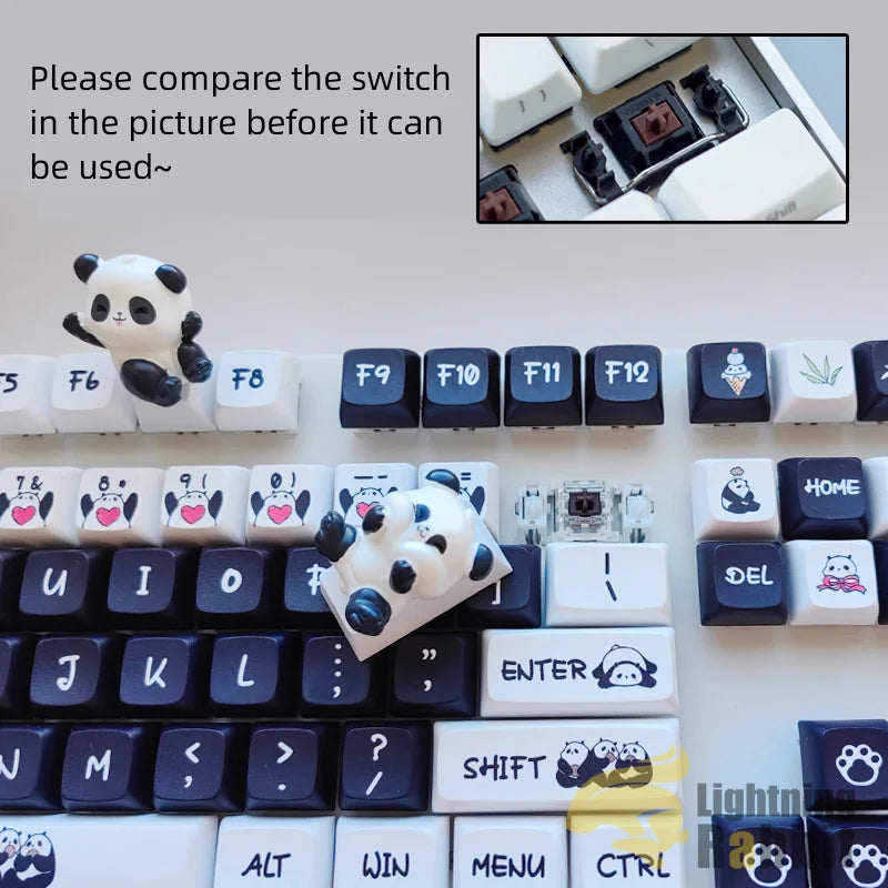 Cartoon anime panda keycaps cute gifts cherry shaft decoration PBT mechanical keyboard exclusive