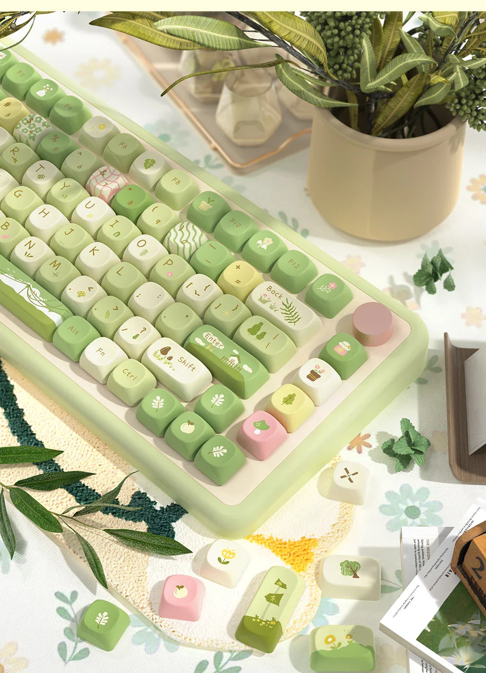 Jungle Theme Keycaps MCA Profile Personalized Cartoon Keycap For Mechanical Keyboard with 7U and ISO key cap