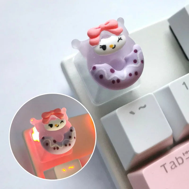 Diy Sanrio Translucent Keycap for Cross Axis Mechanical Keyboards Female Love Kuromi Key Cover