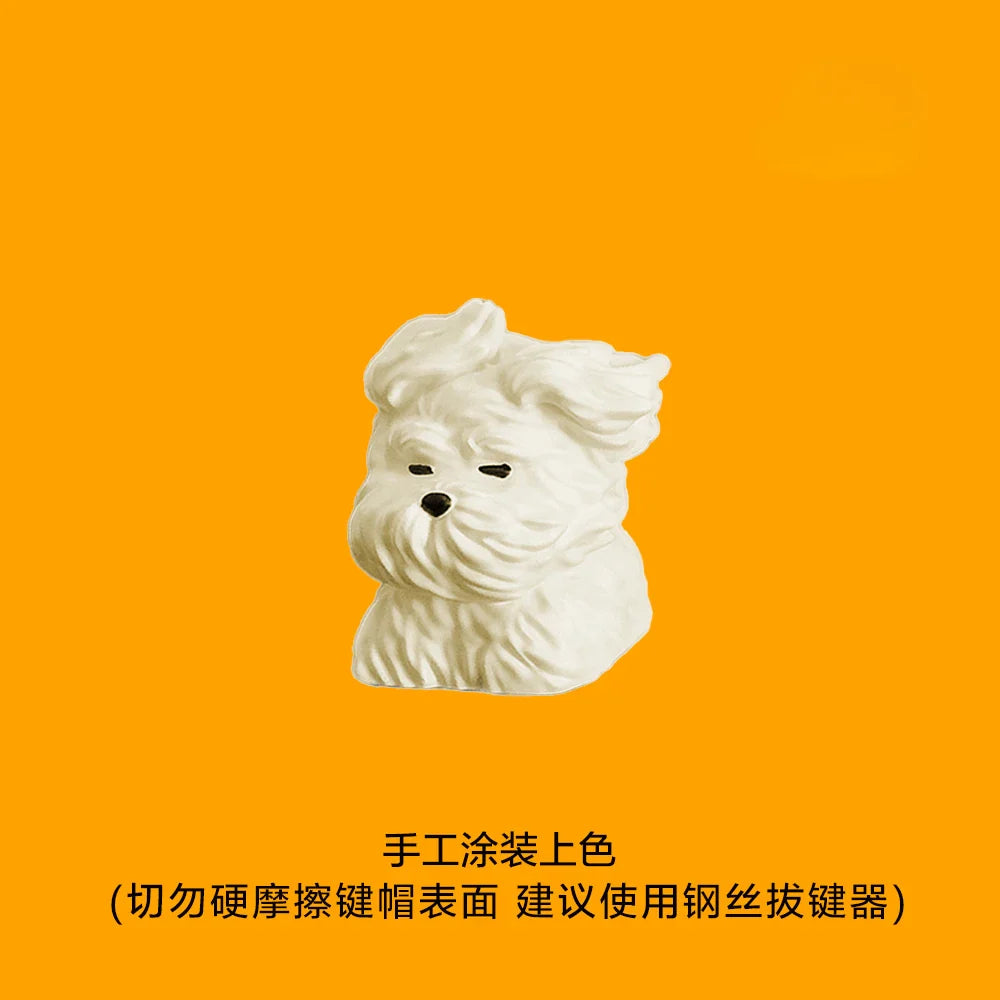 Stray Puppy Keycap Cute Custom Wind Blows Little Dog Point ABS 1U Key Cap MX Switch Handmade Artisan 3D Printing Lovely Keycaps