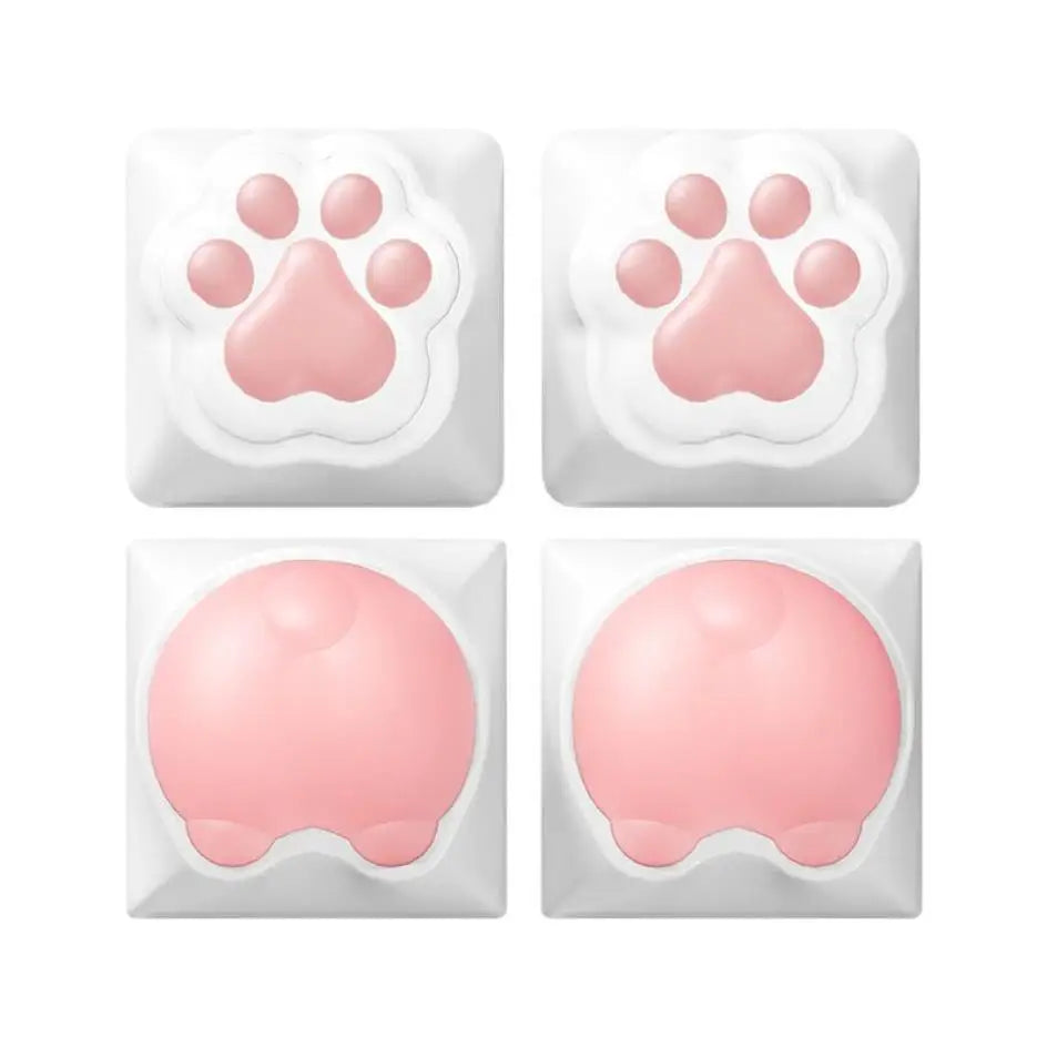 ZIFRIEND 4Pcs Cute Cat Paw Keycaps for Mechanical Keyboard Cherry MX Switch DIY Custom Silicone Key Cap Artisan Pink Color