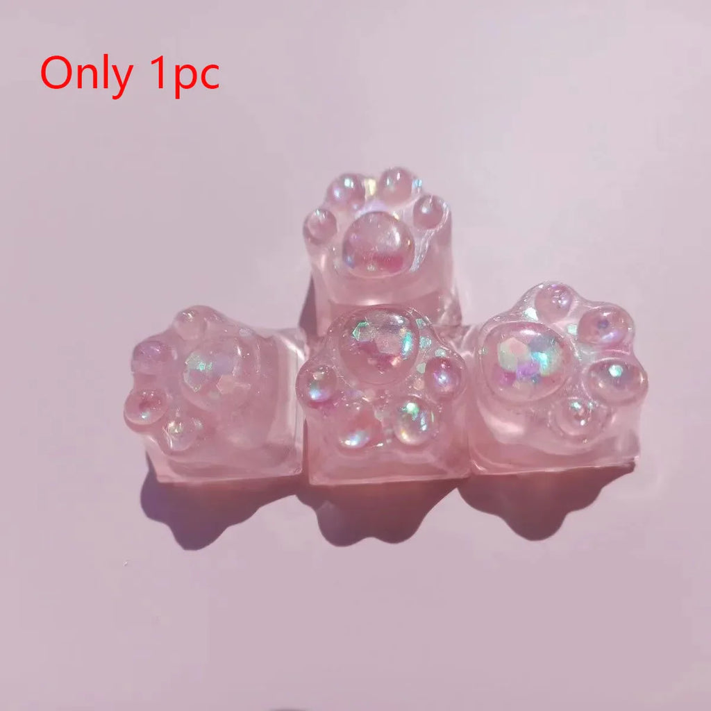 Games Backlit Keycap Cat Paw Cute DIY Key Cap for Mechanical Keyboards Personalized Transparent Crystal Keycap Cherry MX Axis