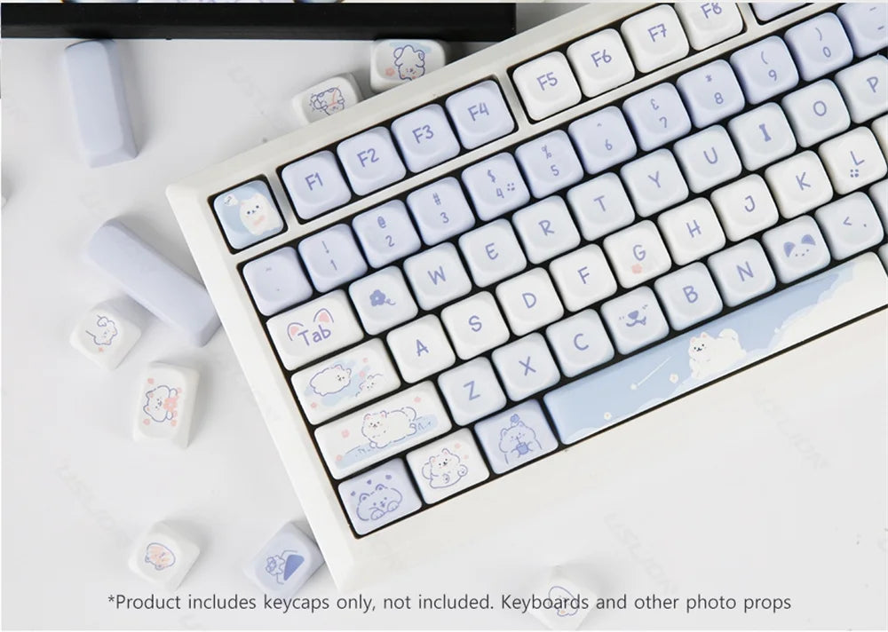 95/132 Keys Cute Cartoon Animals Theme Keycaps MAO Profile DIY PBT Dye Sublimation Key Caps for Mechanical Keyboard MX Switch