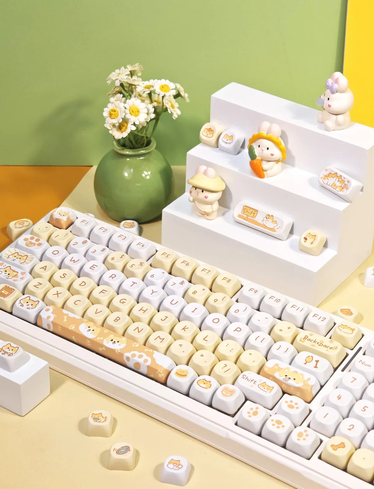 95 Keys/Set Key Caps Cartoon Puppy Cat Kitty MOA Profile PBT for DIY Custom Mechanical Gaming Keyboard Keycap Dye Sublimation
