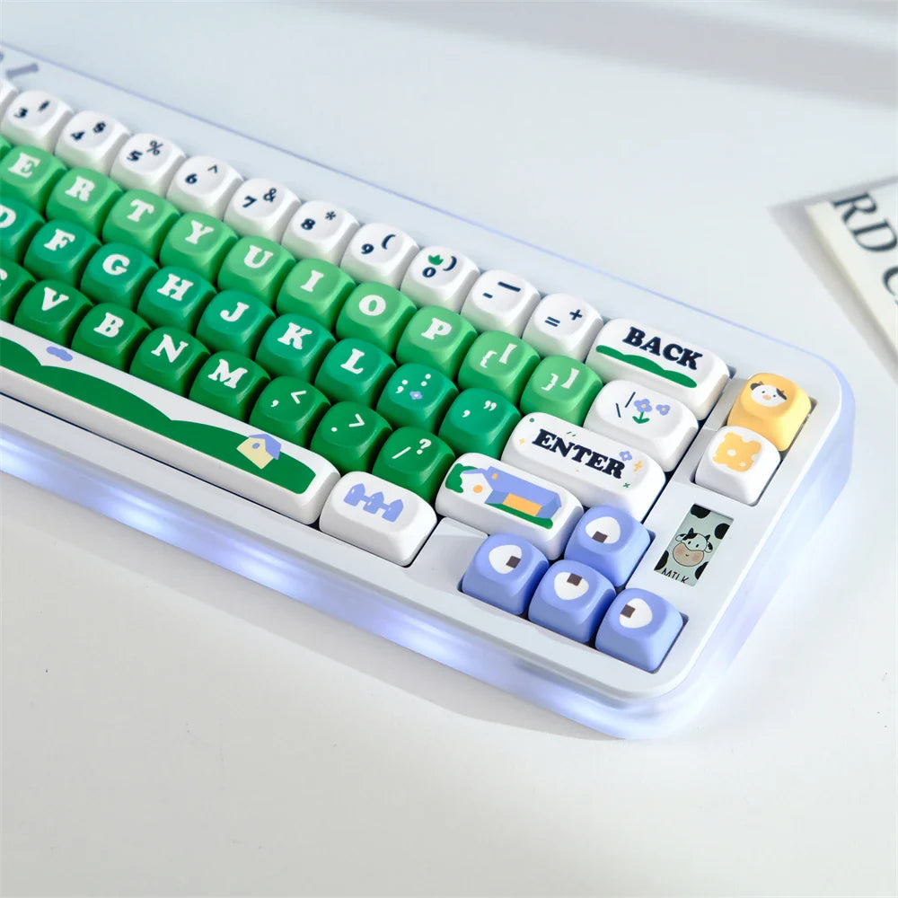 MOA Key Caps 129 Key Cow Pasture PBT Keycap MOA Profile Dye Sublimation Keycap For Gaming Mechanical Keyboard Keycap MX Switch