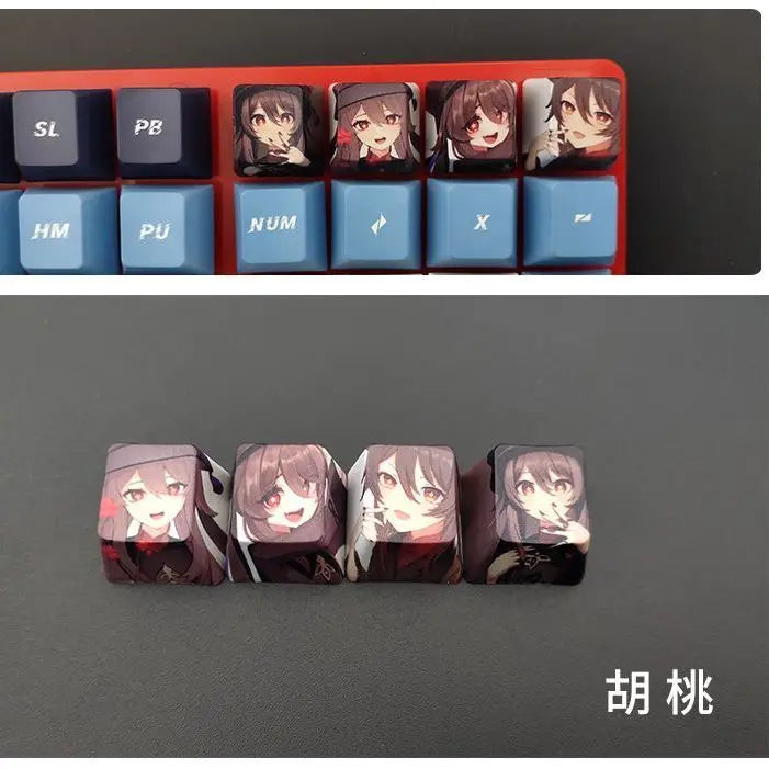Cartoon Anime Genshin Impact Keycap zhongli Mechanical keyboard replacement key R4 PBT thermal sublimation Cherry OEM height