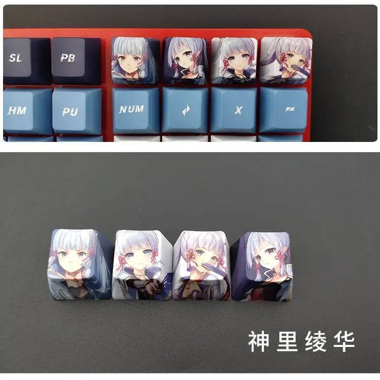 Cartoon Anime Genshin Impact Keycap zhongli Mechanical keyboard replacement key R4 PBT thermal sublimation Cherry OEM height